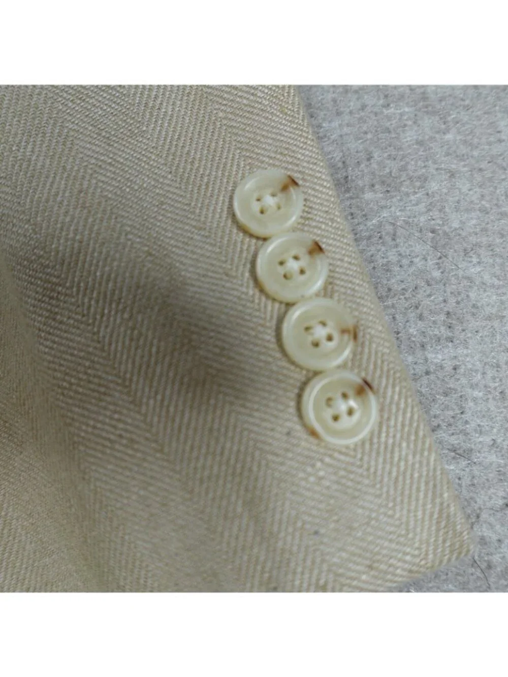 Brooks Brothers 1818 Blazer 43R Beige Linen Half Lined Fitzgerald Baird McNutt